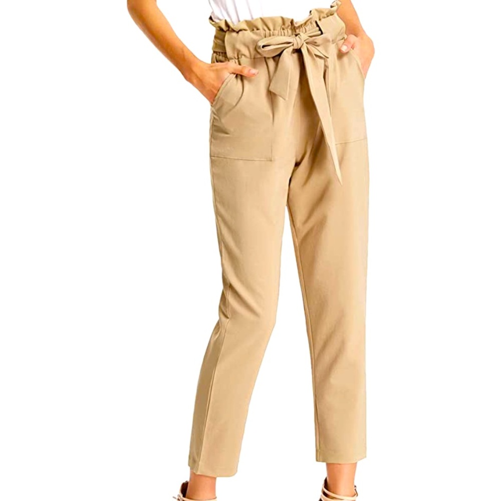 Grace Karin womens paperbag waist stretch polyester pants size 2XL